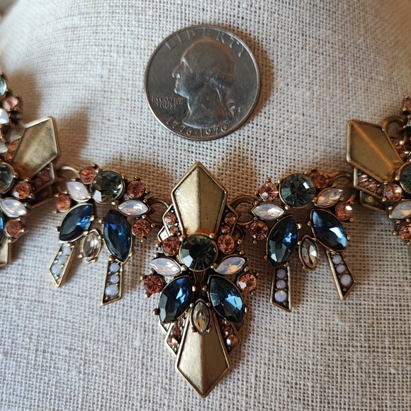 Art Deco Roaring 20s Great Gatsby J Crew Brass Tone Fabulous Statement Necklace - Picture 5 of 14